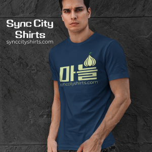 Garlic 마늘 Yellow on Blue Sync City Shirts